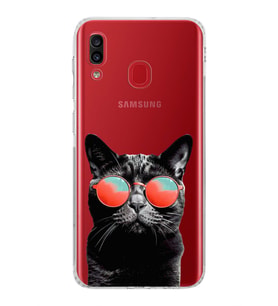 PrintiFy Samsung Galaxy A30 ile Uyumlu Kedi 3 Kamera Korumalı Şeffaf Kılıf