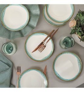 Keramika Turkuaz Wave Ege Pasta Tabağı 20 Cm 6 Adet Q81 (Çok Renkli)