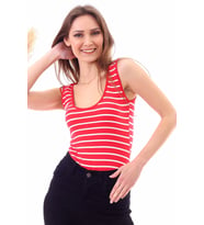 20040403 Süprem Çizgili U Yaka Çıtçıtlı Body