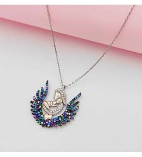 ANNE BEBEK RENKLİ TAŞLI 925 AYAR GÜMÜŞ