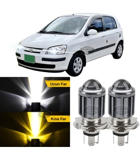 Hyundai Getz 2002–2011 Uyumlu Mercekli Far Ampulü Led Xenon Sarı-Beyaz Far Şimşek Etkili Uzun Kısa