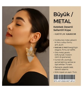 Büyük Metal Kelebek Desenli Sallantılı Küpe – Hafiflik Hakkım