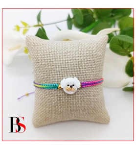 Köpek Murano Boncuk - Makrome Örme Kadın Bileklik (Çok Renkli)