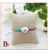 Köpek Murano Boncuk - Makrome Örme Kadın Bileklik (Çok Renkli)
