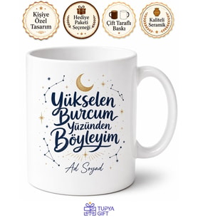 Yükselen Burcum Yüzünden Böyleyim Esprili Astroloji Kupa Bardak Hediye