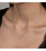 Taşlı Damla  Tek Taş 925 Ayar Gümüş Kolye