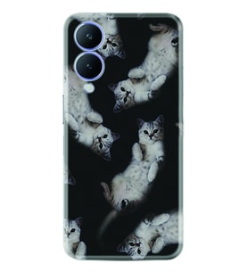 Vivo Y17S Kılıf Silikon Desen Özel Seri Sevimli Kedicikler 1785