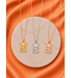 Kişiye Özel Minimalist Panda Kolye 925K Gümüş (Rose)