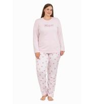 Kadın 20755 Büyük Beden Uzun Kol Milan Pijama Takımı