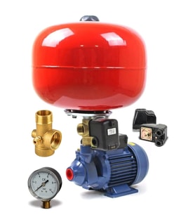 Bakır Sargı 24 Litre Küre Tanklı 0,50 Hp QB-60 Otomatik Hidrofor 2 Kat 2 Daire Pompa Seti