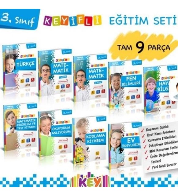 3.Sınıf Keyifli Eğitim Seti Süper Set ( 9 Kitap ) Key Yayınları (2024)