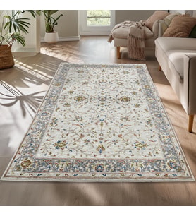 Motto Vintage Modern Dokuma Halı Oturma Odası Salon Halısı Y961D_WV15 (Krem)