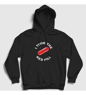 Presmono Unisex Beyaz I Took The Red Pill Ideology Kapüşonlu Sweatshirt 448009tt (Siyah)