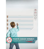 Kılavuz Çizgili Yazı Tahtası, Yaz Sil Özellikli, Yeni Müfredata Uygun, Sihirli Akıllı Kağıt Tahta