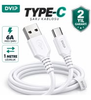 DVIP S01C 6A 67W Fast Charging UsbA to Type-C Data ve Hızlı Şarj Kablosu 1M Beyaz