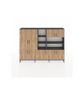 Arges Dolap 14 Raflı 9 Kapaklı 220x30x163 Antrasit-Çam/Antrasit