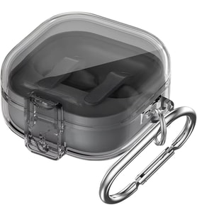 Samsung Galaxy Buds 4 / Buds 4 Pro Uyumlu Şeffaf Premium Kulaklık Kılıfı – Güvenlik Kilidi Mekanizmalı, Darbe Emici TPU Malzeme (Şeffaf Siyah)