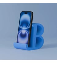 Dekoratif B Harfi Tasarımlı Masaüstü Akıllı Telefon Standı ve Tutucu (Mavi)