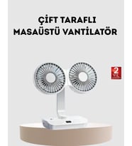 Northcity Kablosuz USB Şarjlı 720° Döner Masaüstü Fan – Çift Taraflı Serinlik ve Gece Lambası