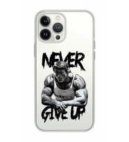 Iphone 15 Pro Uyumlu Arnold Fitness Never Give Up Desenli Şeffaf Telefon Kılıfı