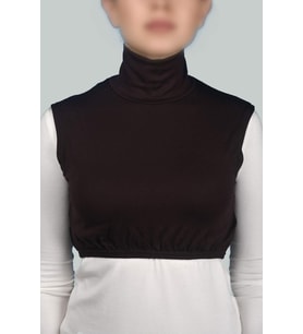 Sıfır Kol Balıkçı Yaka Tam Boğazlı Likralı Penye Kadın Yarım Body (Koyu Kahverengi )
