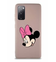 Samsung Galaxy S20 FE Soft Premier Kapak Minnie Mouse-B Tasarımlı Silikon Kılıf - Pudra (Şeffaf)
