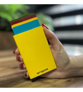 Mekanizmalı Kartlık Rfid Korumalı Alüminyum Otomatik Mekanizmalı Kredi Kartlık Renkli Parlak Sarı (Açık Sarı)