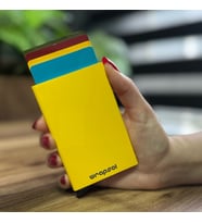 Mekanizmalı Kartlık Rfid Korumalı Alüminyum Otomatik Mekanizmalı Kredi Kartlık Renkli Parlak Sarı (Açık Sarı)