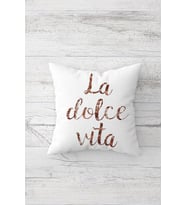 La Dolce Vita Yazılı Çift Tarafı Baskılı Gizli Fermuarlı Yastık Kılıfı Kırlent Koltuk Yastık Kılıfı (KAHVE)