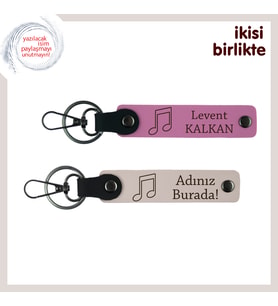 Sahne Arkadaşına Kalıcı Vefa Hediyesi, Kişisel Notalı Anahtarlık Seti, İsminize Özel, Pembe-Pudra
