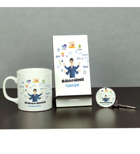 Bilgisayar Mühendisine Hediye Üçlü Set (Kupa + Telefon Standı + Anahtarlık)