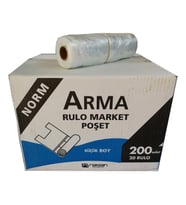 Arma Rulo Şeffaf Market Poşet Torba - Hışır Atlet Poşet -Küçük Boy - 200 Adetlik 20 Rulo / Koli