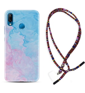 Huawei P20 Lite Mate 10 20 Lite Pro P40 Lite KılıfBoyun Asklı Rasta Silikon Pink Blue Abstract 1385