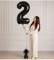 2 Rakamlı Siyah 100 cm Helyum Balon – Folyo Dev Parti Balonu