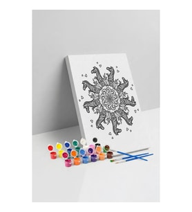 Denizatı Desenli Mandala Tuval Boyama Seti 40x50 cm