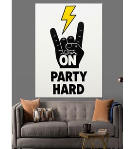 Partile Rock El İşareti Dekoratif Kanvas - Mdf Ahşap Tablo