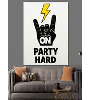 Partile Rock El İşareti Dekoratif Kanvas - Mdf Ahşap Tablo