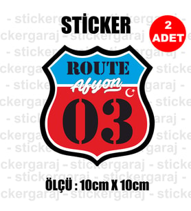 03 afyon memleket rota gidiş etiket sticker çıkartma - 2 adet - motosiklet araba otomobil kamyon kamyonet cam uyumlu
