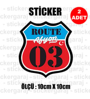 03 afyon memleket rota gidiş etiket sticker çıkartma - 2 adet - motosiklet araba otomobil kamyon kamyonet cam uyumlu