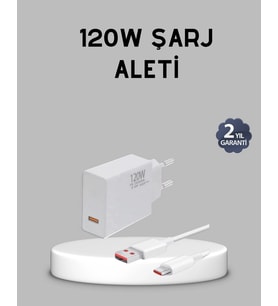 120W Süper Hızlı Şarj Adaptörü – Type-C Kablo Dahil Yüksek Voltaj Korumalı