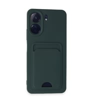 Xiaomi Redmi 13c Kılıf Kelvin Kartvizitli Silikon - Koyu Yeşil