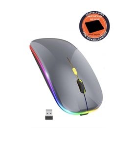 Gri Kablosuz Fare Wireless Mouse 4 Tuşlu Renk Sessiz Tıklama Şarj Edilebilir Mouse