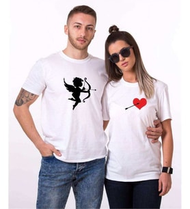 Tshirthane Cupid Heart Sevgili Kombinleri Tshirt Kombini (Tek Ürün Fiyatıdır.)