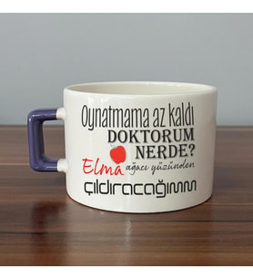 Oynatmama Az Kaldı Doktorum Nerede Baskılı Mor Kulplu C Fincan