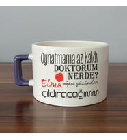 Oynatmama Az Kaldı Doktorum Nerede Baskılı Mor Kulplu C Fincan
