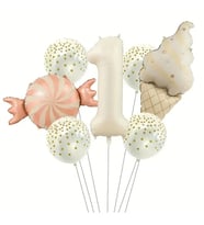 Retro Dondurma Şeker 1 Yaş Folyo Balon Set