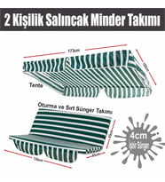 Salıncak Minder Takımı(SÜNGERLİ)2 Kişilik Salıncak Minder Tente-YEŞİL BEYAZ