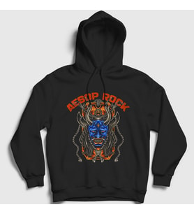 Presmono Unisex Siyah Oni Aesop Rock Kapüşonlu Sweatshirt 544510tt