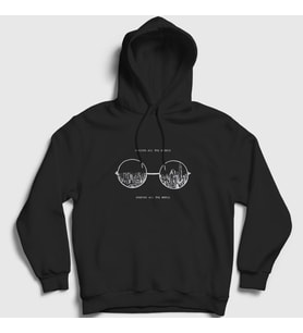 Presmono Unisex Siyah Glasses Beatles John Lennon Kapüşonlu Sweatshirt 34760tt