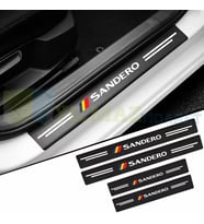 Dacia Sandero Karbon Kapı Eşiği Koruma Araba Etiket Oto Sticker Yapıştırma 4 Parça